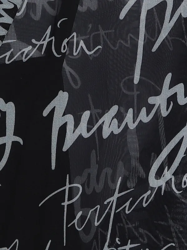 Deal black georgette typography printed shirt