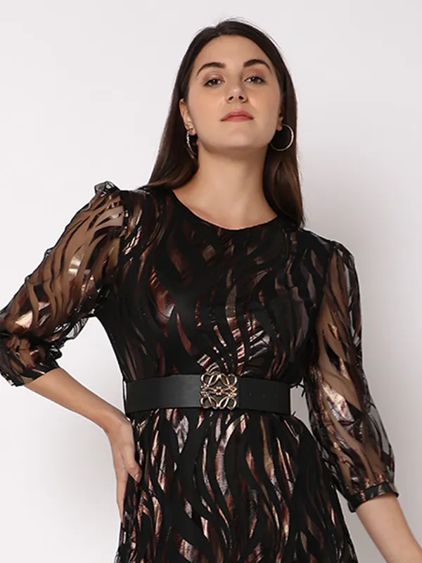 Deal black net party wear dress