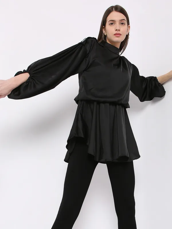 Deal black plain satin party wear top