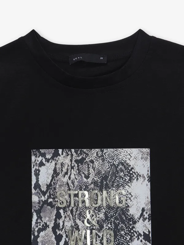 DEAL black printed casual cotton t-shirt