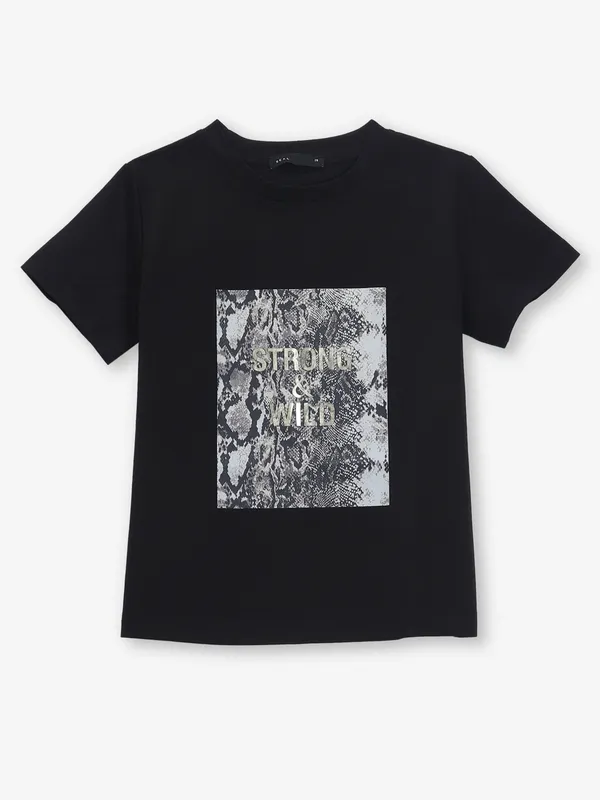 DEAL black printed casual cotton t-shirt