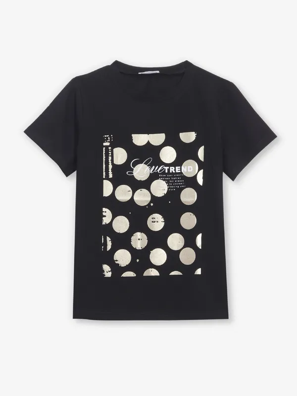 DEAL black printed cotton round neck t-shirt