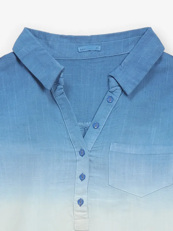 DEAL blue and white shaded cotton top
