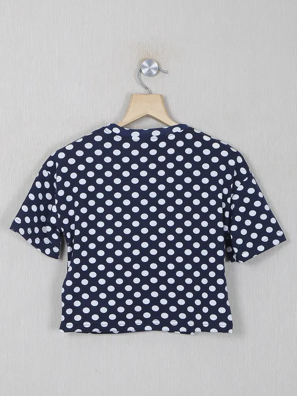 Deal blue color cotton printed casual top