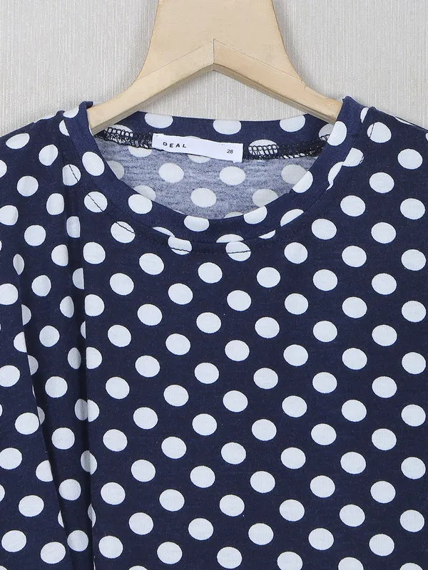 Deal blue color cotton printed casual top