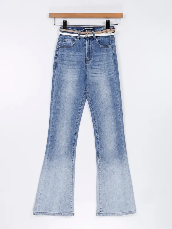 Deal blue shaded washed flare jeans