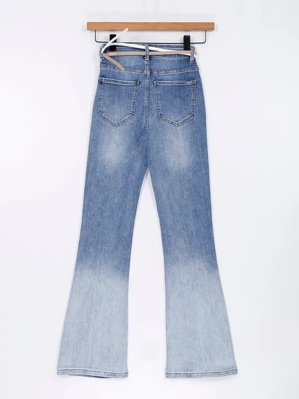 Deal blue shaded washed flare jeans