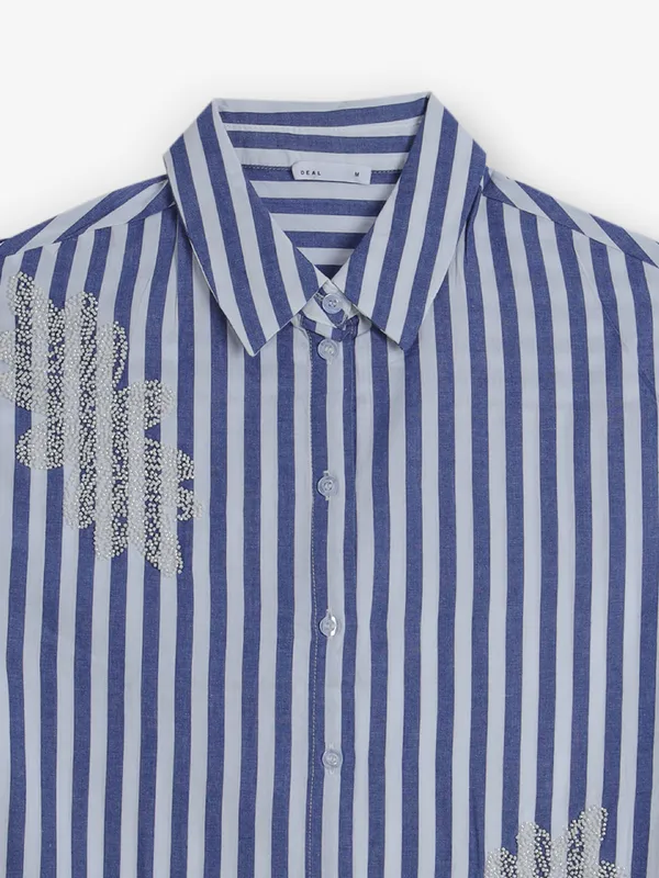 DEAL blue stripe cotton shirt for women