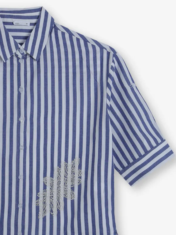 DEAL blue stripe cotton shirt for women