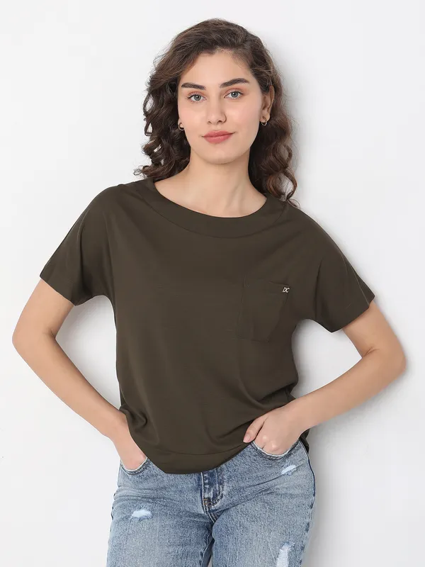 Deal brown cotton plain top