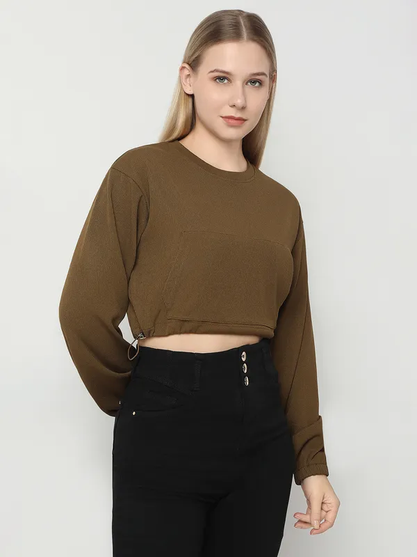 DEAL brown crop top style t-shirt