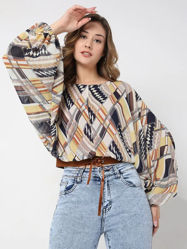 Deal brown polyester crop top