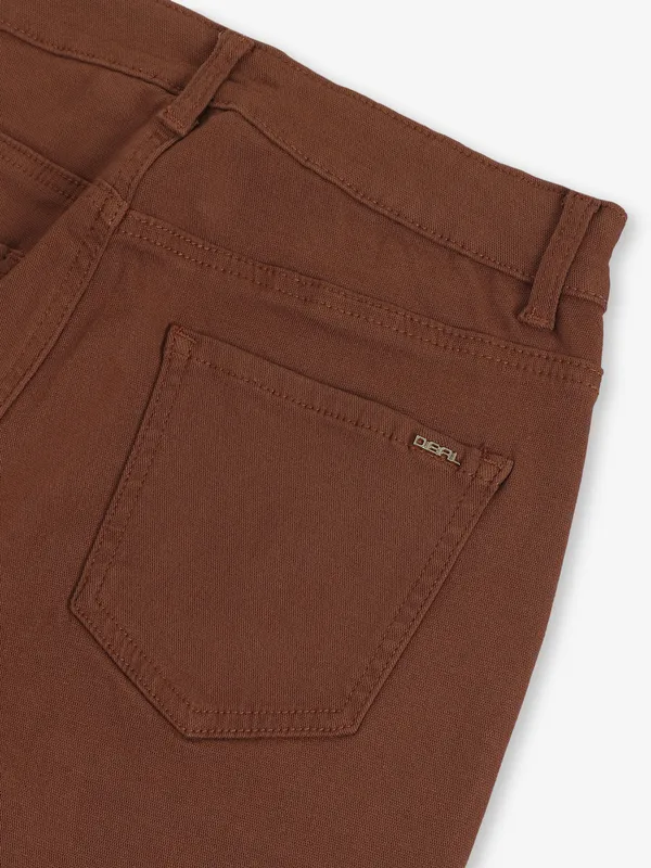 DEAL brown solid denim cargo jeans