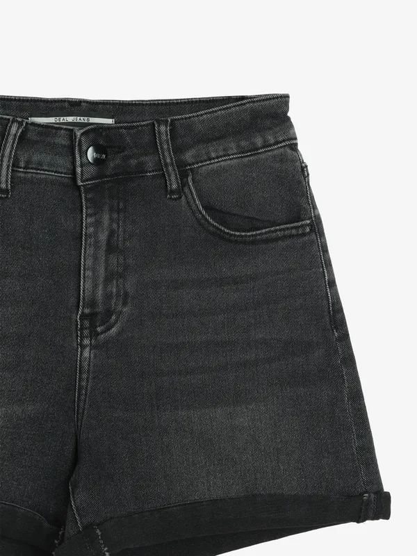 DEAL charcoal grey washed denim shorts