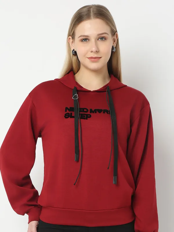 DEAL classic red woollen hoodie for women