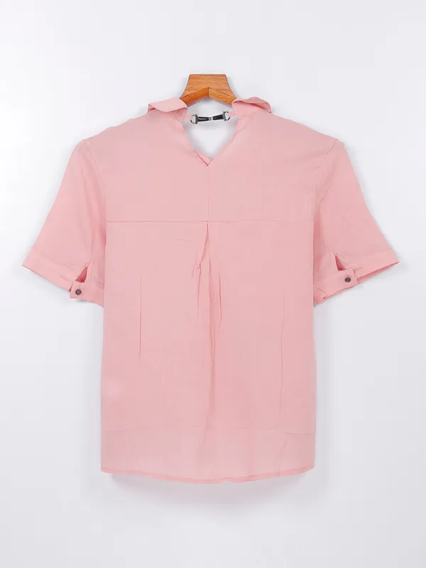 Deal cotton light pink printed shirt