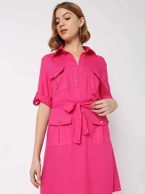 Deal cotton magenta dress