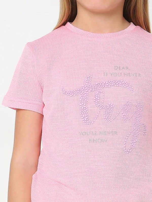 DEAL cotton pink half sleeves t-shirt
