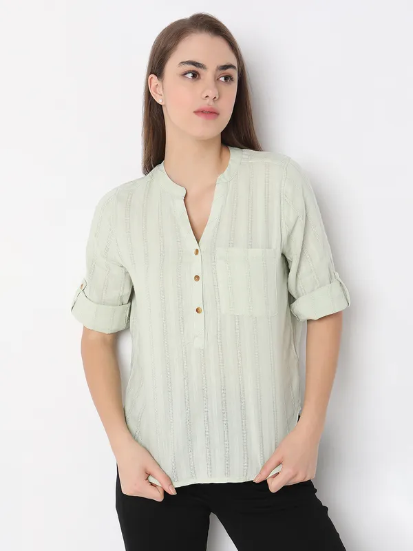 DEAL cotton pista green top