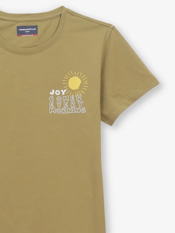DEAL cotton printed olive t-shirt