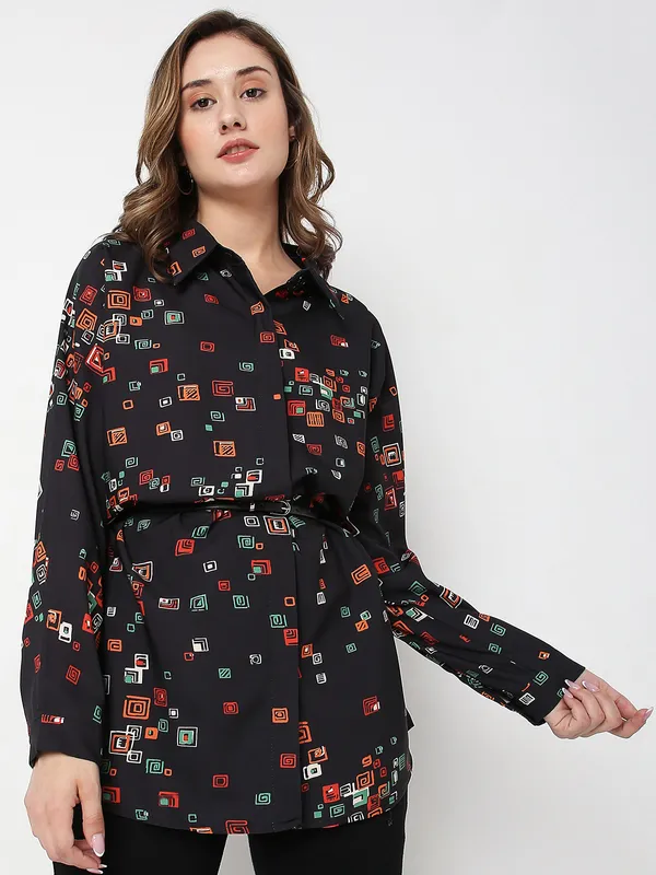 Deal cotton printed shirt in black
