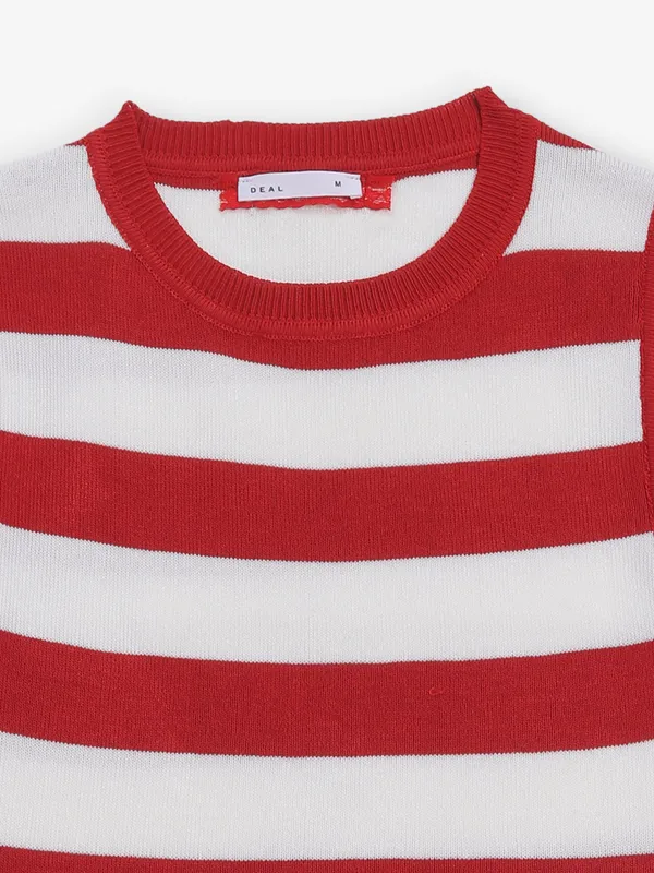 DEAL cotton red and white stripped t-shirt