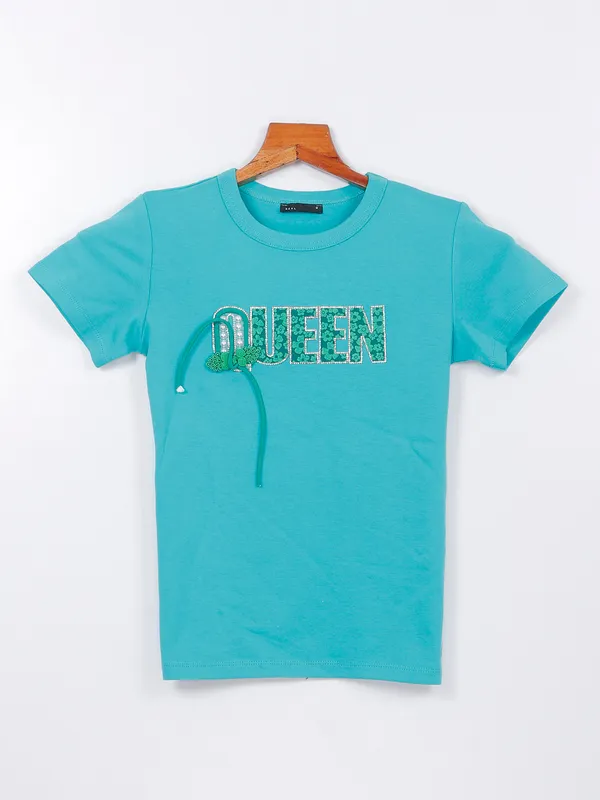 Deal cotton sea green top