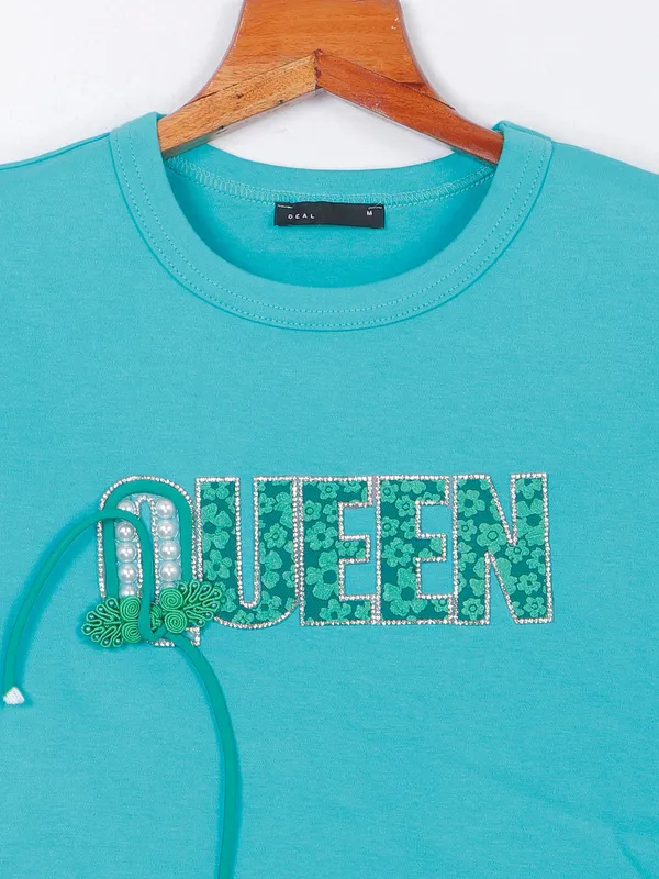 Deal cotton sea green top