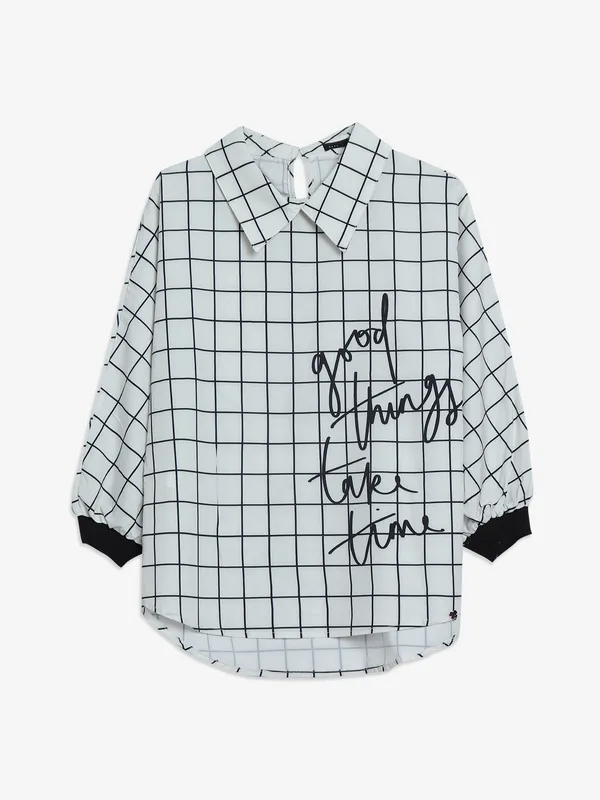 Deal cotton white checks top
