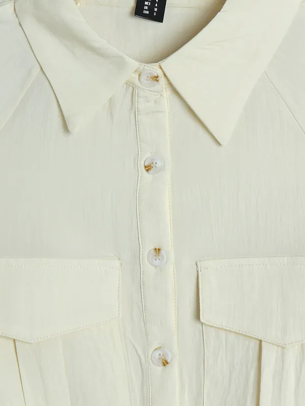 DEAL cream cotton plain crope shirt