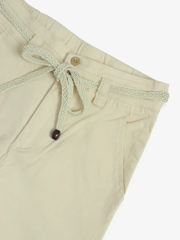 DEAL cream cotton solid pant