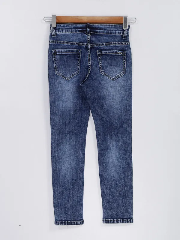 Deal dark blue mom jeans for girls