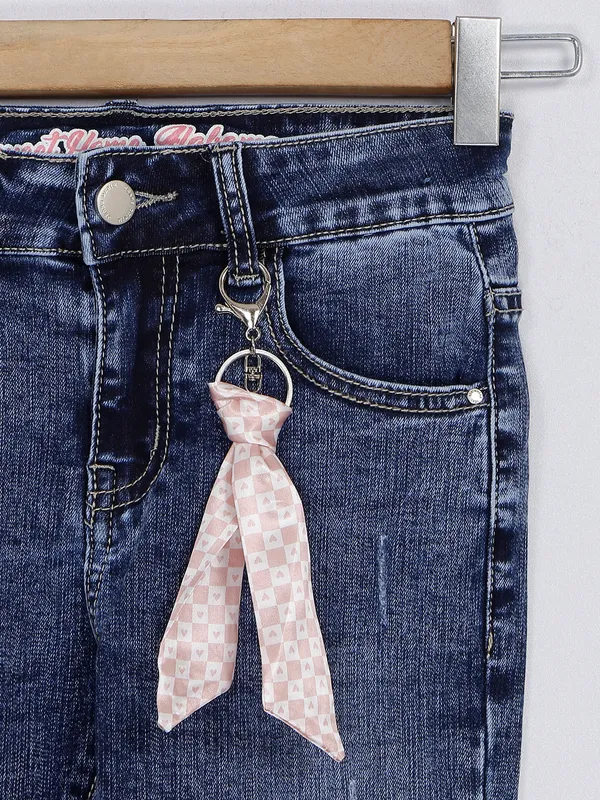 Deal dark blue mom jeans for girls