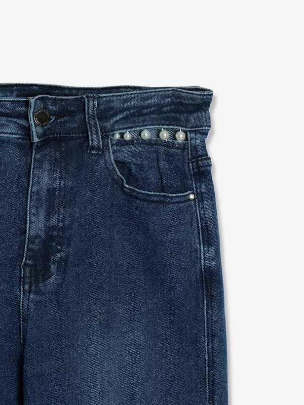 Deal dark blue washed straight jeans