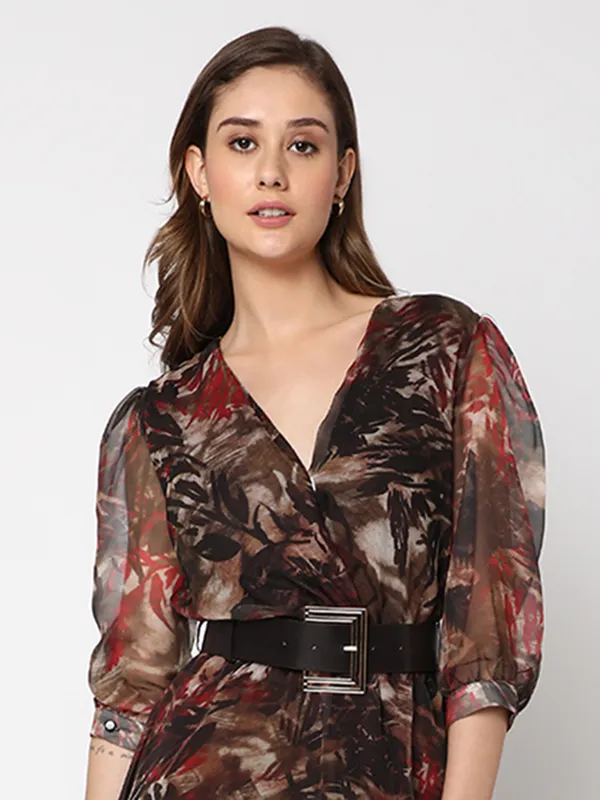 Deal dark brown printed dress