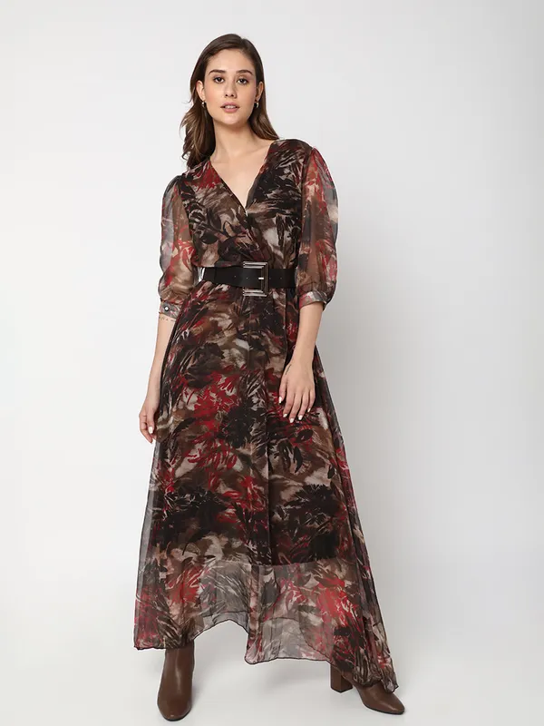 Deal dark brown printed dress