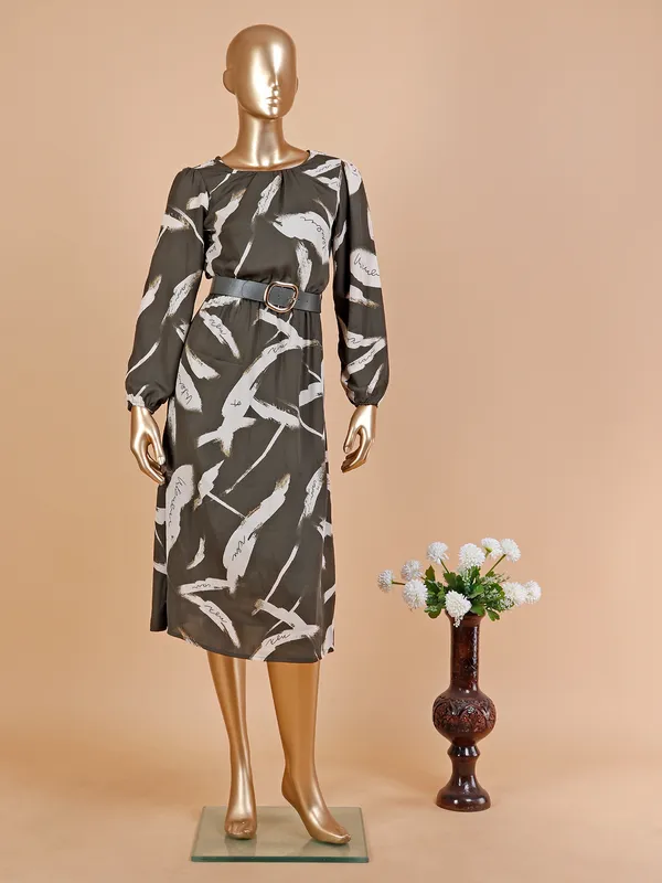 Deal dark green printed dress