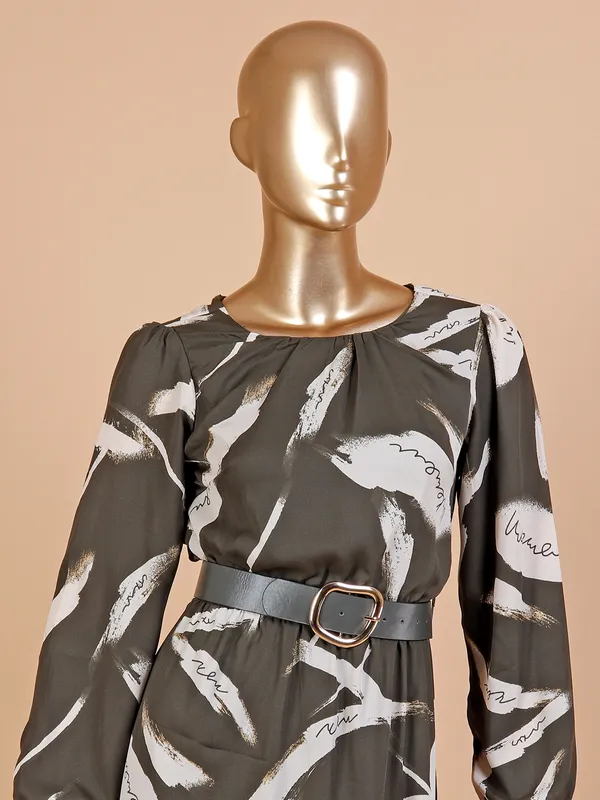 Deal dark green printed dress
