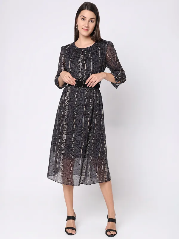 Deal dark grey printed dress in organza
