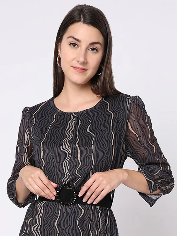 Deal dark grey printed dress in organza