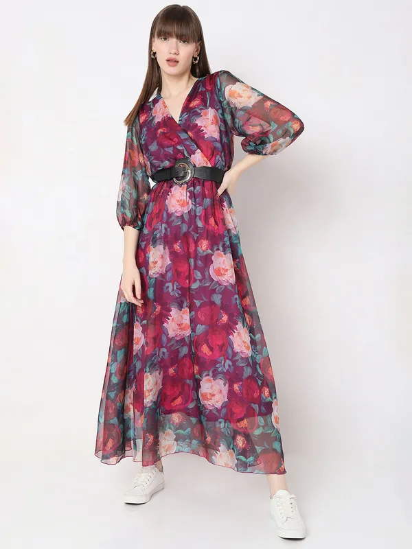 Deal dartk pink printed dress
