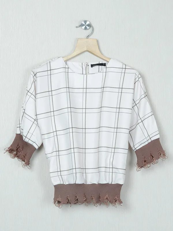 Deal georgette checks white girls casual top
