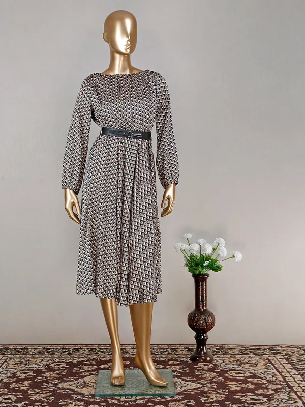 Deal green printed satin dress