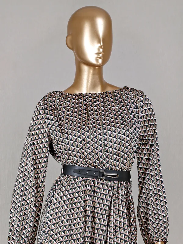 Deal green printed satin dress