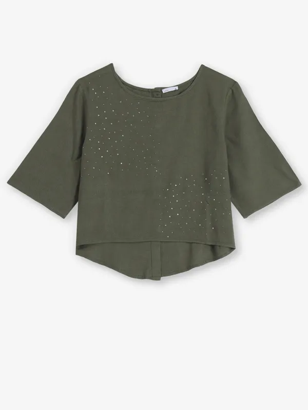 DEAL green silk crop top for women