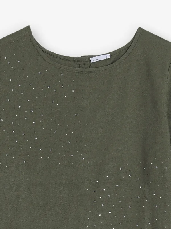 DEAL green silk crop top for women