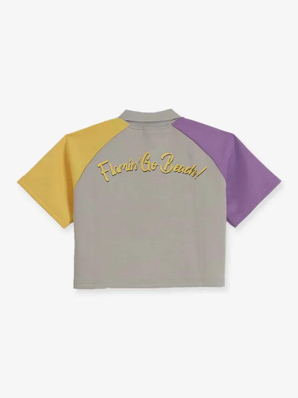 DEAL grey cotton crop top with cap sleeves
