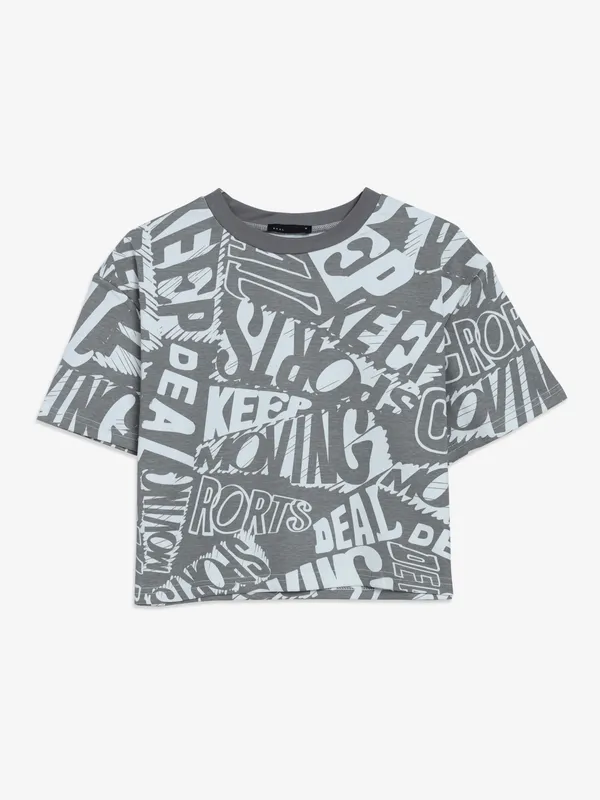 Deal grey cotton printed t-shirt