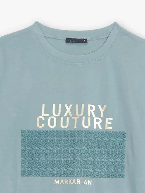 DEAL grey cotton t-shirt with round neck