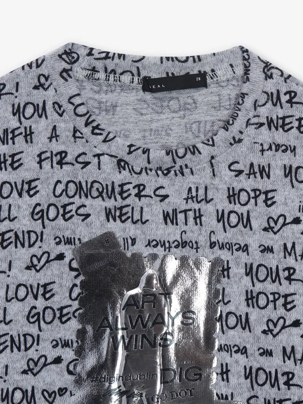 DEAL grey printed cotton crop top